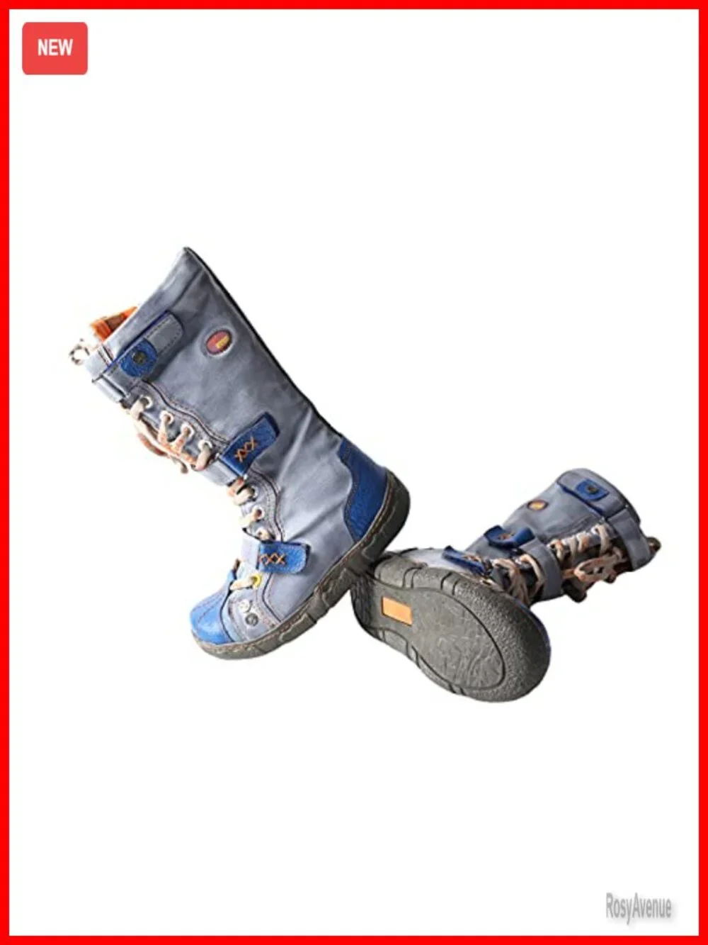 Strap-Accent Washed PU Leather Flat Boots with Faux Fur Lining, Zip Closure